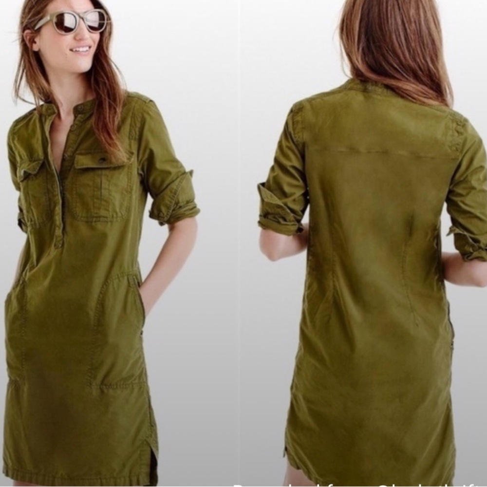 J.Crew army green utility dress